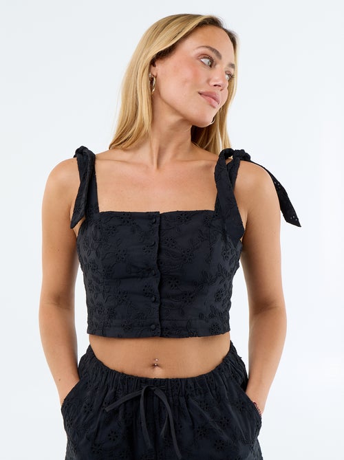 Top à bretelles noeud en coton - Kiabi