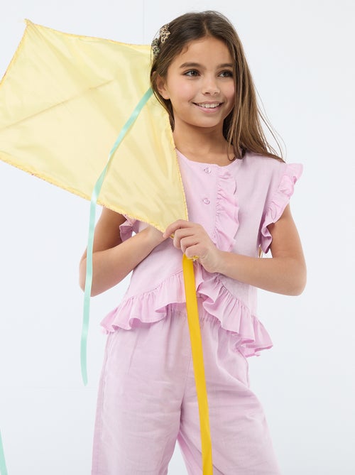 Top à volants en lin mélangé - Kiabi