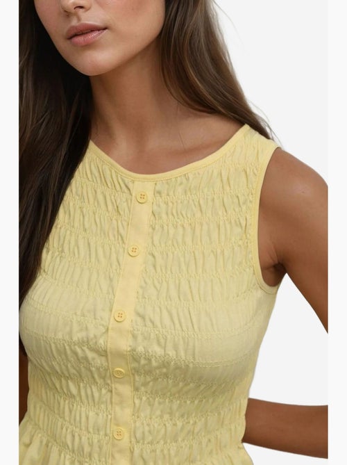 Top aansluitend textuur ronde hals hiccup - Kiabi Top aansluitend textuur ronde hals hiccup - Kiabi