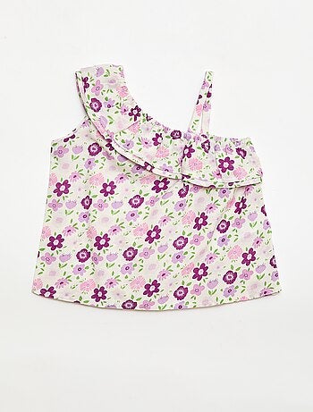 Top asymétrique à bretelles avec volants