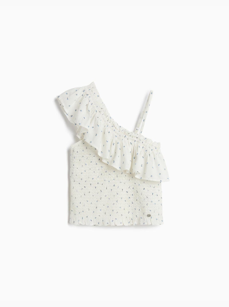 Top asymétrique à volants, MO Fashion Blanc - Kiabi