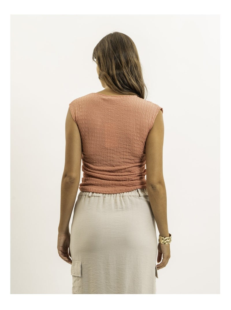 Top asymétrique FAYLA Orange corail - Kiabi