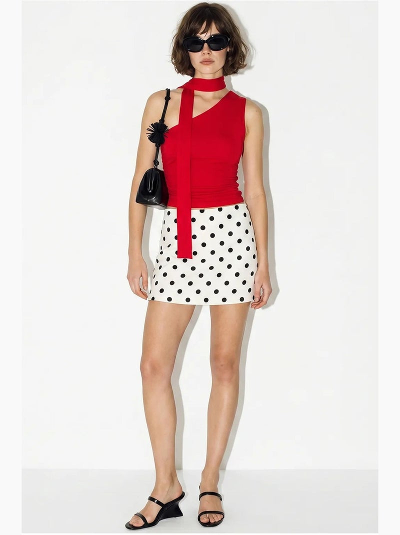 Top asymmetrisch met strikdetail lucci Rood - Kiabi