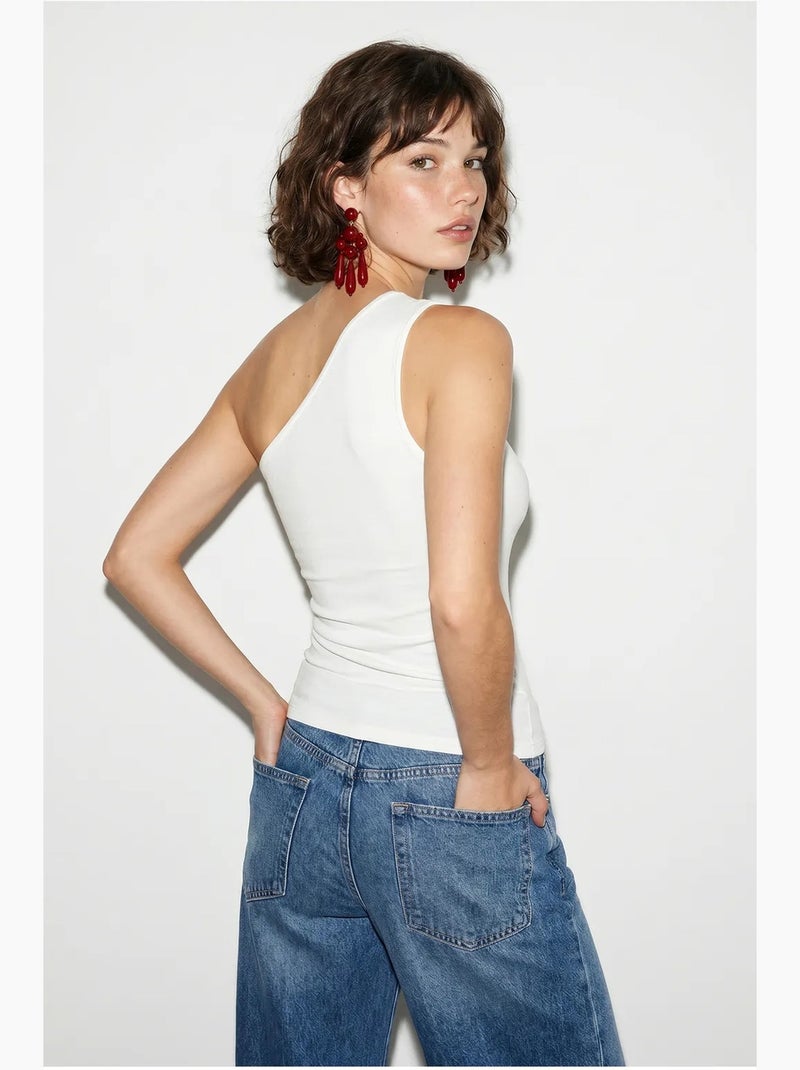 Top asymmetrisch met strikdetail lucci Wit - Kiabi