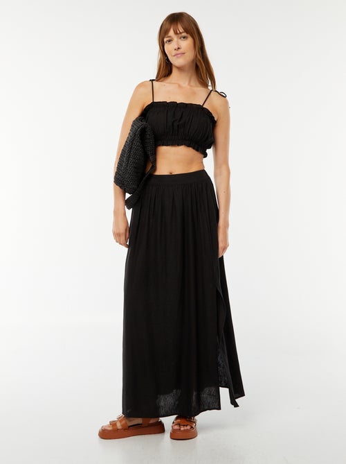 Top avec bretelles à nouer en lin mélangé - Kiabi