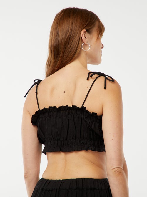 Top avec bretelles à nouer en lin mélangé - Kiabi