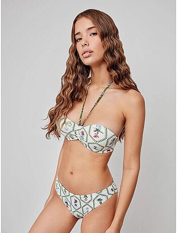 Top bandeau bikini met bloemenprint