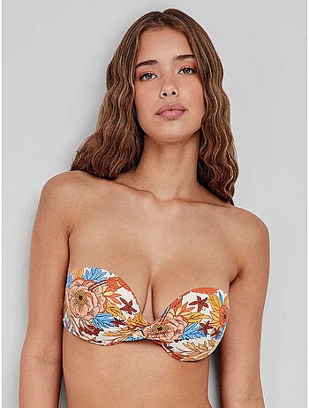 Top bandeau bikini met bloemenprint