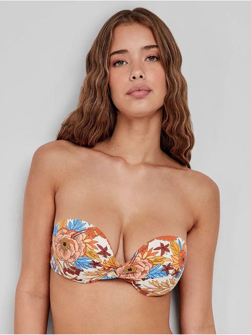 Top bandeau bikini met bloemenprint - Kiabi