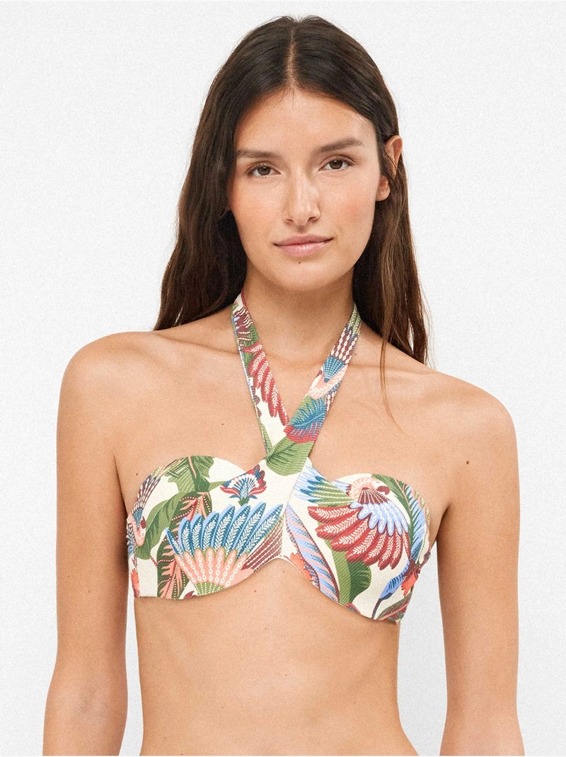 Top bikini bandeau met meerdere posities Multicolor - Kiabi