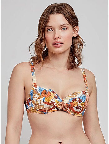 Top bikini grote maat met bloemenprint