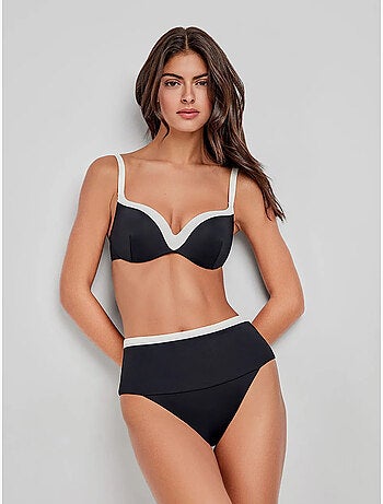 Top bikini met geïntegreerde beugels tweekleurig levendige contrasten