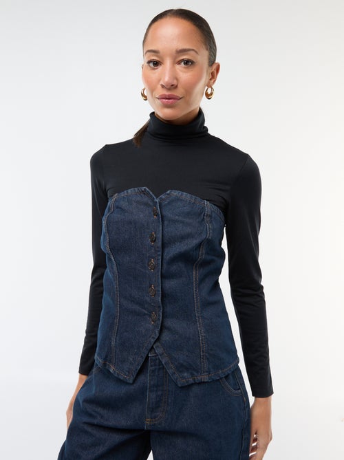 Top bustier en denim - Kiabi