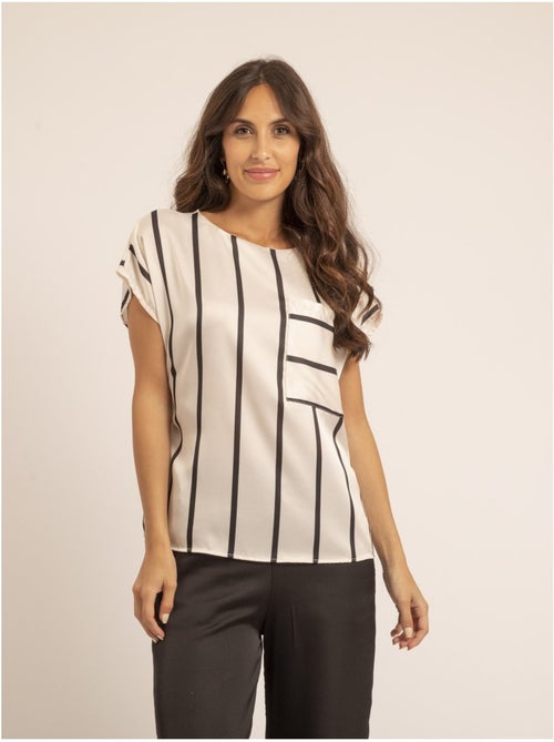 Top col rond rayures fidji - Kiabi
