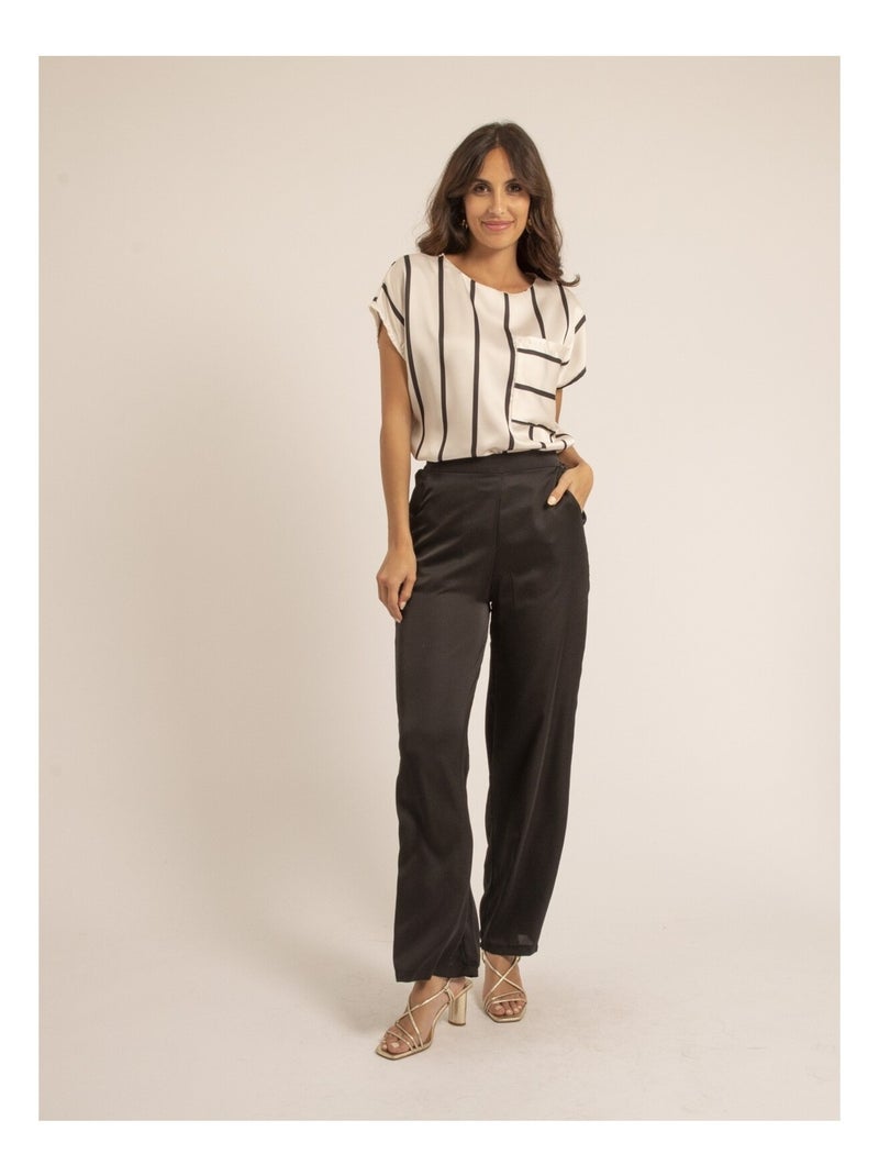 Top col rond rayures fidji Ecru - Kiabi