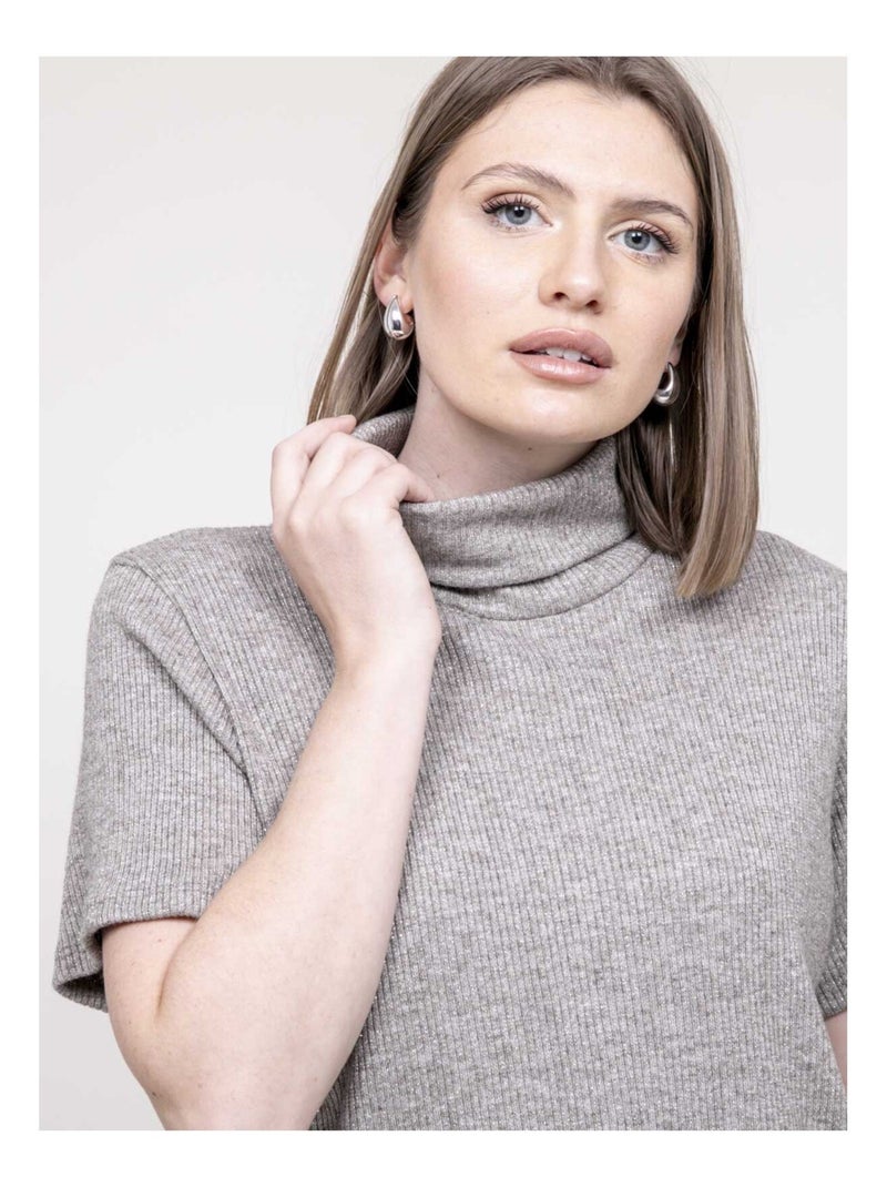 Top col roulé manches courtes fortuna Beige - Kiabi