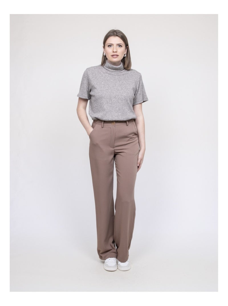 Top col roulé manches courtes fortuna Beige - Kiabi