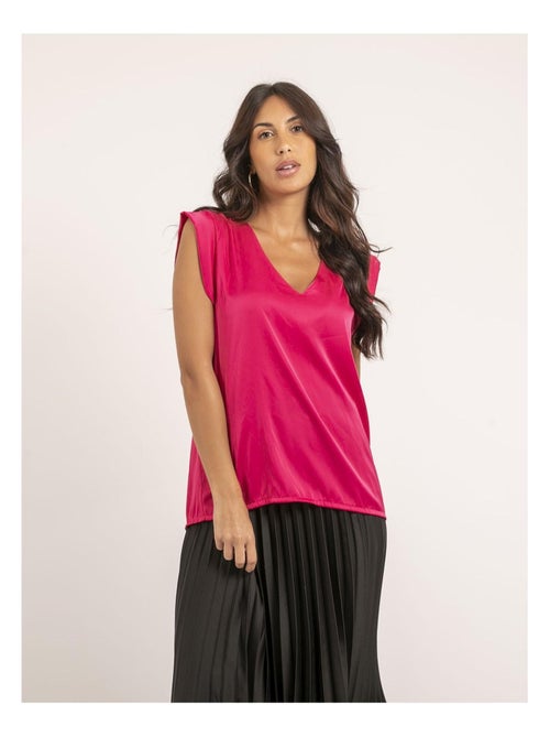 Top col v satin fika - Kiabi