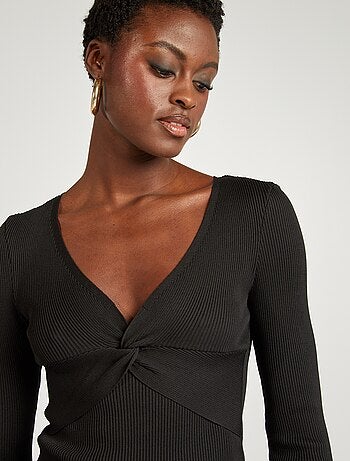 Top côtelé torsadé