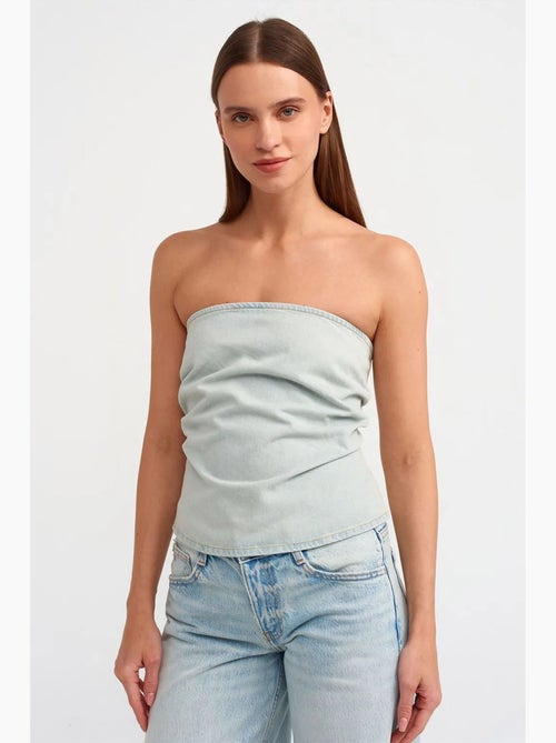 Top court en denim sans bretelles femme dilvin - Kiabi Top court en denim sans bretelles femme dilvin - Kiabi