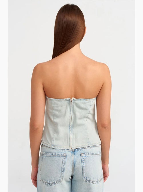 Top court en denim sans bretelles femme dilvin - Kiabi Top court en denim sans bretelles femme dilvin - Kiabi