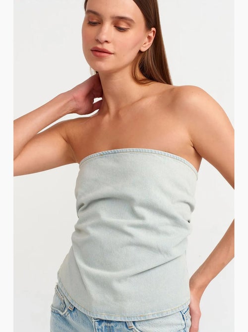 Top court en denim sans bretelles femme dilvin - Kiabi Top court en denim sans bretelles femme dilvin - Kiabi