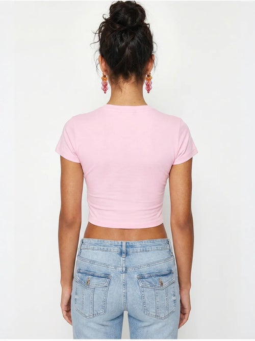 Top court femme en coton et lycra, coupe slim lucci - Kiabi