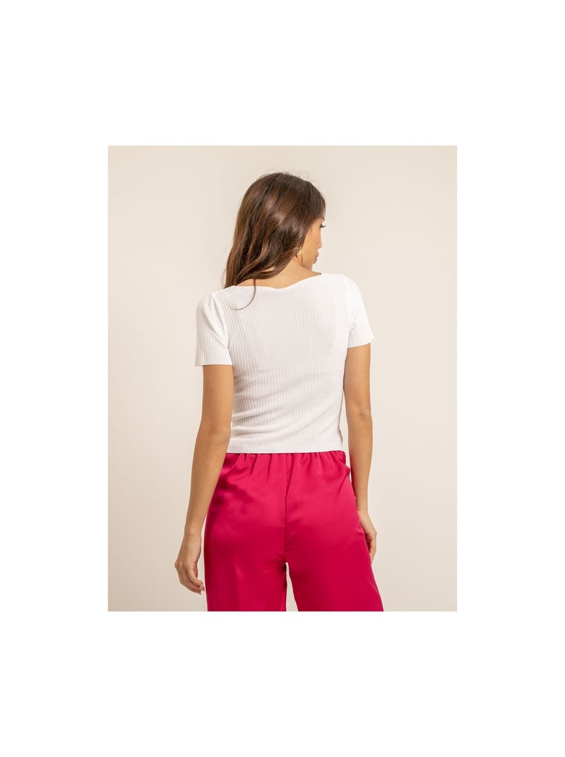 Top court maille falini Blanc - Kiabi