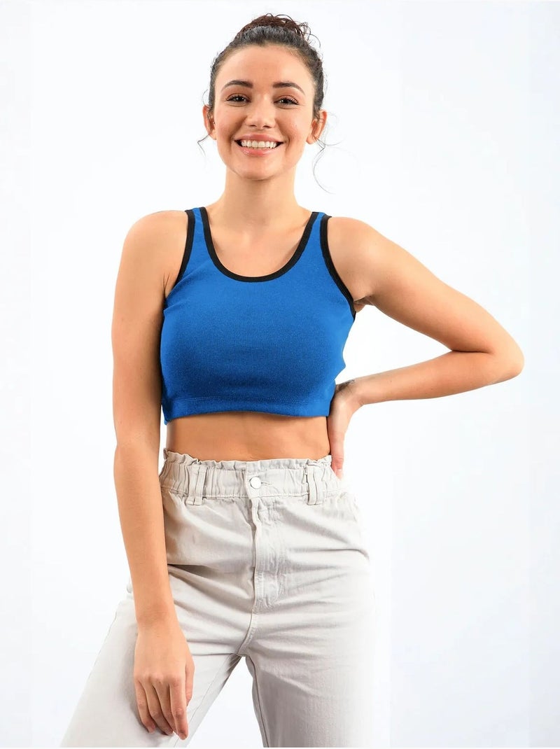 Top court sans manches côtelé tommy Bleu cobalt - Kiabi
