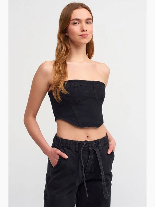 Top crop en denim, ajusté et bustier dilvin - Kiabi
