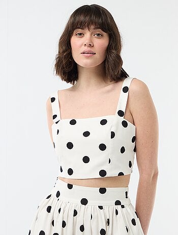 Top cropped à motif à pois