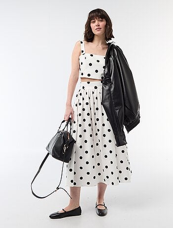 Top cropped à motif à pois