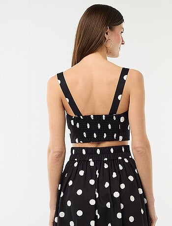 Top cropped à motif à pois