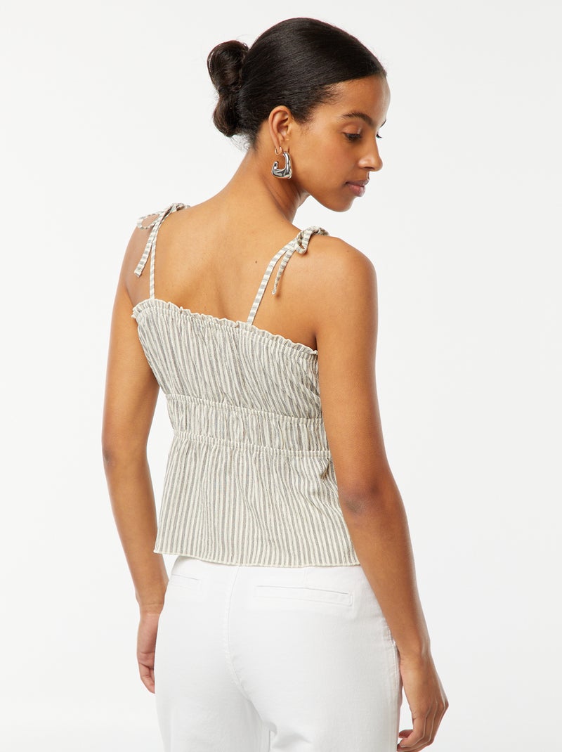 Top cropped rayé à fines bretelles Beige - Kiabi