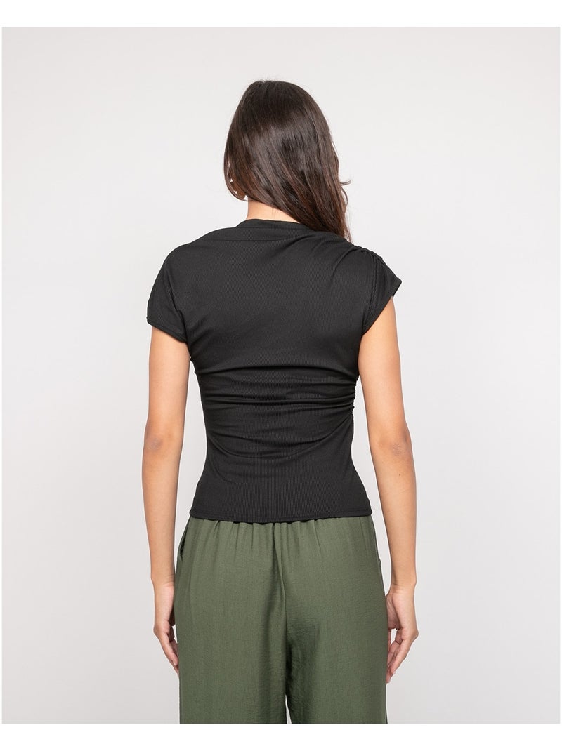 Top drapé avec bijoux FIJAYA Noir - Kiabi
