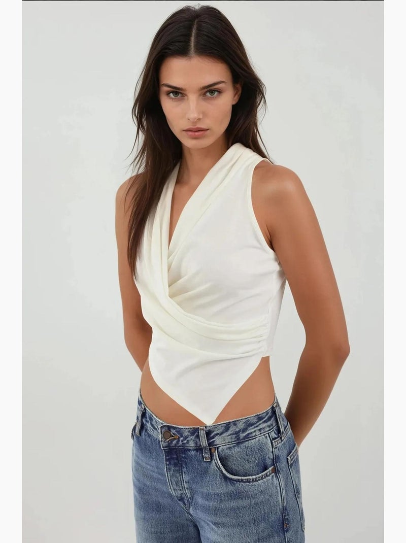 Top drapering watervalhals hiccup Wit - Kiabi