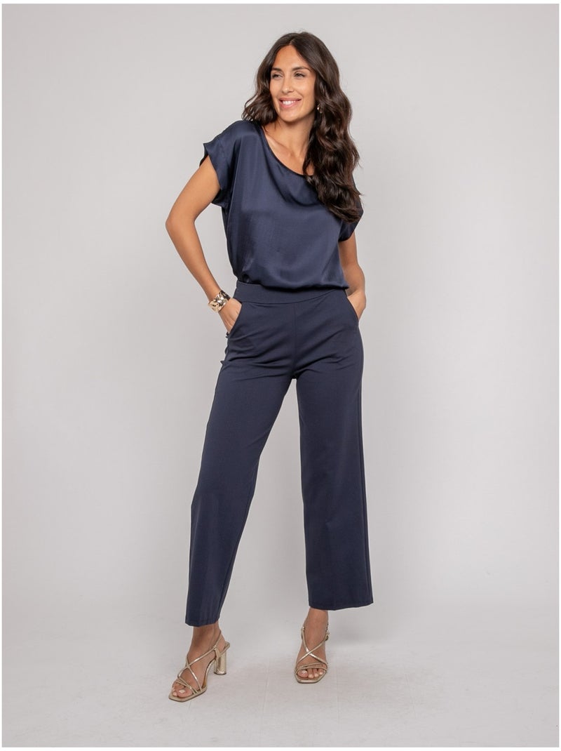 Top effet satin FRIDOLE Bleu marine - Kiabi