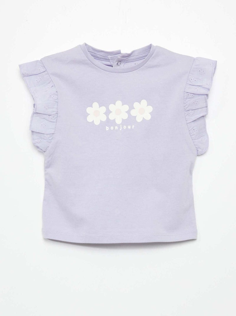 Top en coton à épaules volantées VIOLET - Kiabi