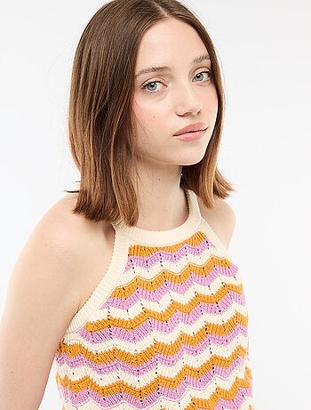 Top en crochet à emmanchures américaines