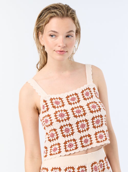 Top en crochet avec motif - Kiabi