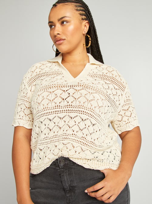 Top en crochet col polo - Kiabi