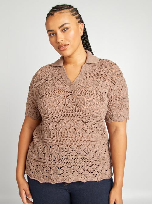 Top en crochet col polo - Kiabi