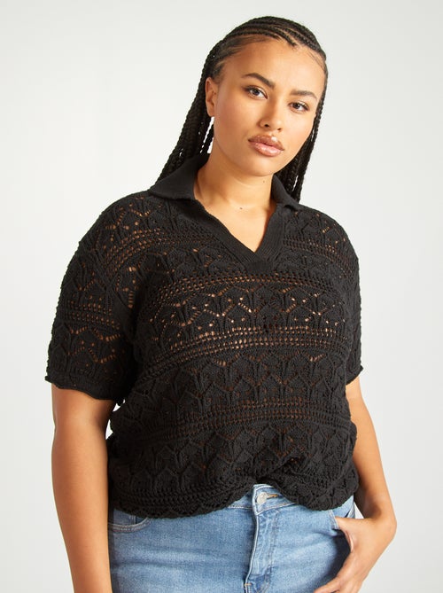 Top en crochet col polo - Kiabi