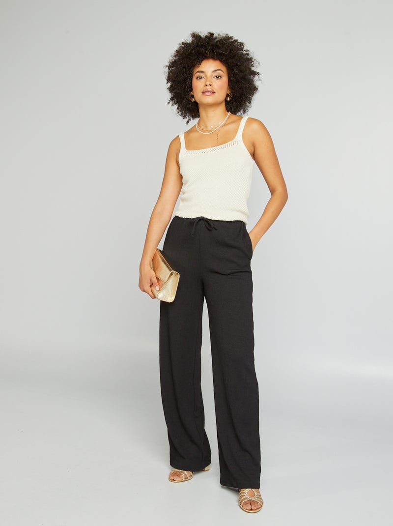 Top en crochet et fines bretelles Beige - Kiabi