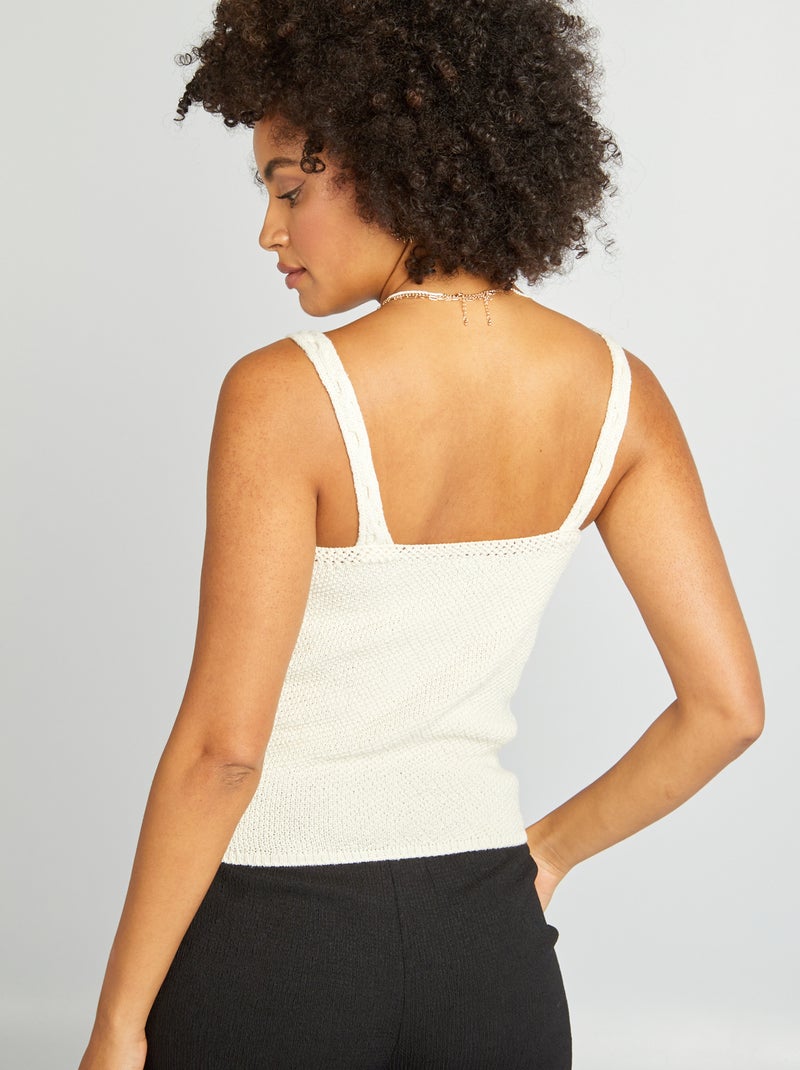 Top en crochet et fines bretelles Beige - Kiabi