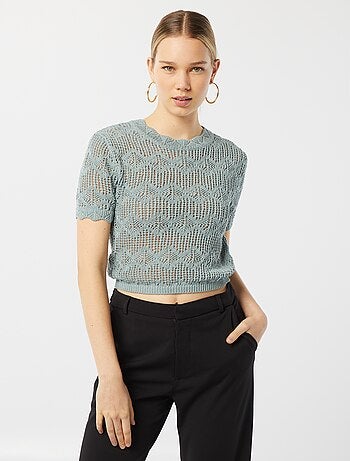 Top en crochet manches courtes