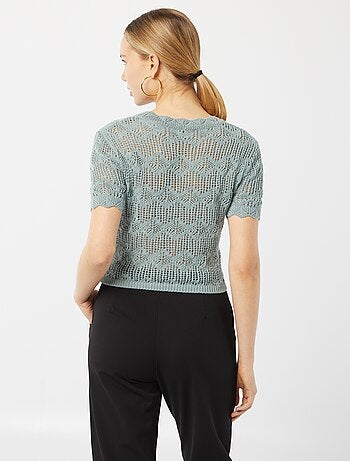 Top en crochet manches courtes