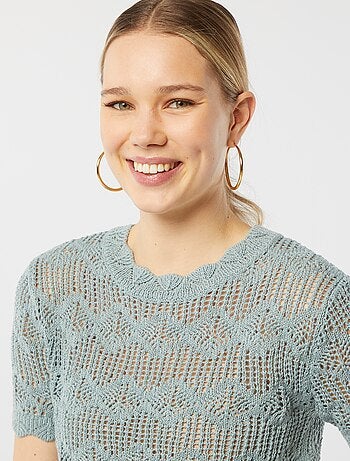 Top en crochet manches courtes