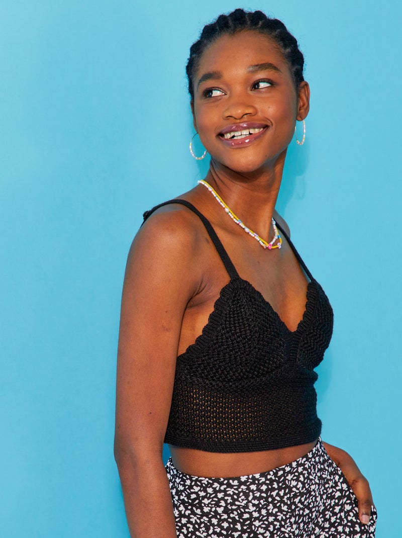 Top en crochet noir - Kiabi