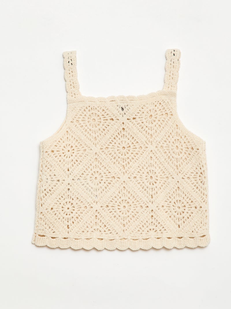 Top en crochet uni Ecru - Kiabi